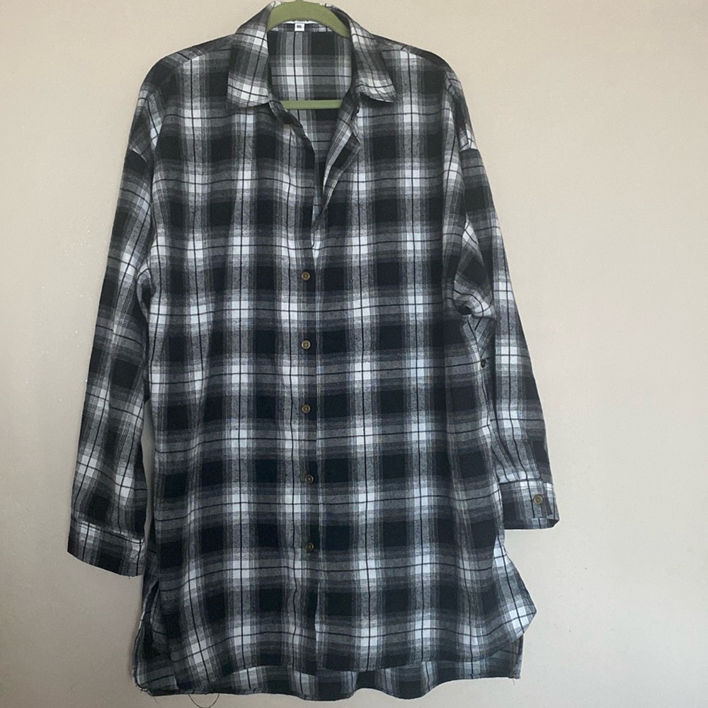 Black/white flannel tunic length